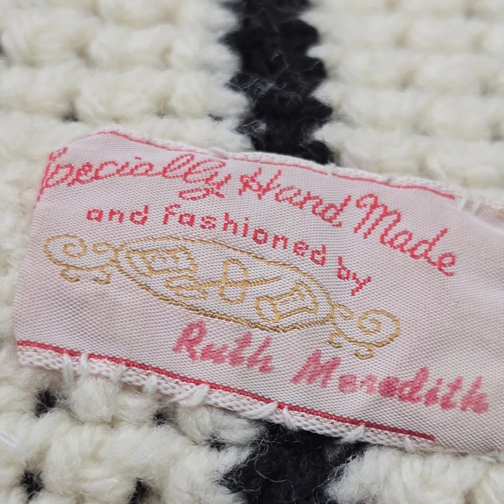 Vintage Handmade Crochet Afghan Blanket Stripes Criss Cross‎ Diamond 48x98